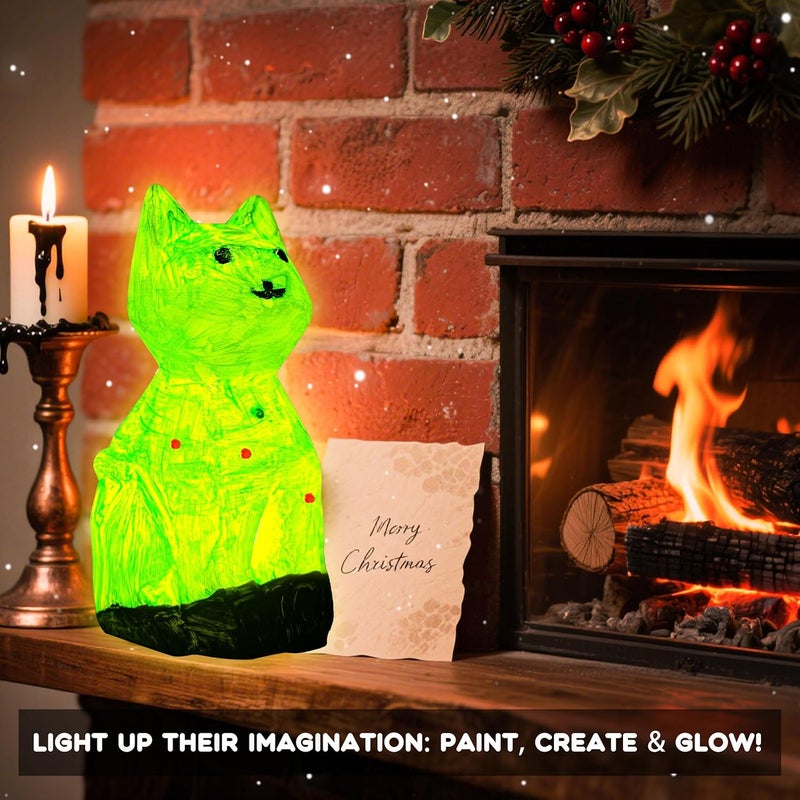 lucdnc Paint Your Own Cat Lamp Kit DIY Night Light Painting Kits for Kids Arts & Crafts Supplies Birthday Easter Christmas Cat Themed Gifts Toys for Girls Boys Teens Ages 3-12+ - Image 4